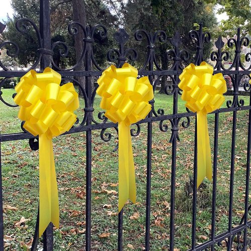 Big Decorative Yellow Pull Bows - 9" Wide, Set of 6 | Perfect for Parties, Weddings & Fundraisers