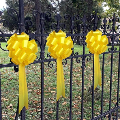 Big Decorative Yellow Pull Bows - 9" Wide, Set of 6 | Perfect for Parties, Weddings & Fundraisers