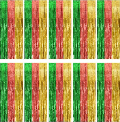 Hawaii Backdrop Party Decorations - 10 Pack Tinsel Curtain Streamers for Vibrant Summer Celebrations