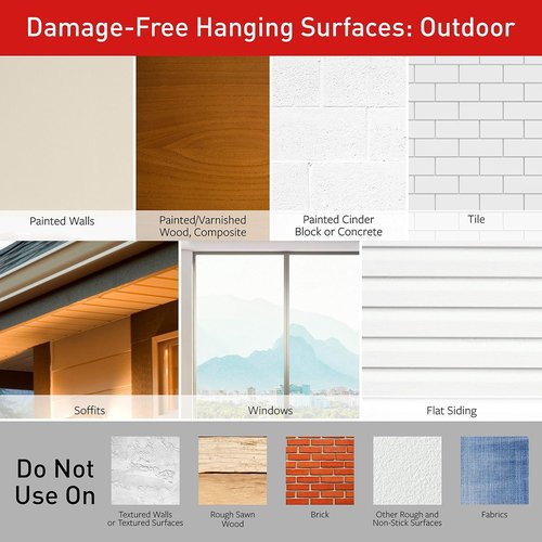 Command Outdoor Refill Replacement Strips - 16 Durable Strips for Re-Hanging Window Hooks