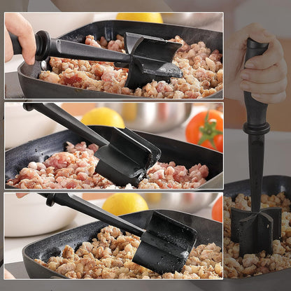 Skiennix Meat Chopper - Heat Resistant 5-Blade Ground Beef Masher | Nylon Kitchen Tool