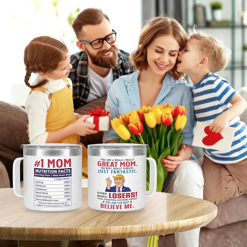 14 Oz Funny Family Mug Tumbler Gift Set – Cup for Mom Dad Sis Brother