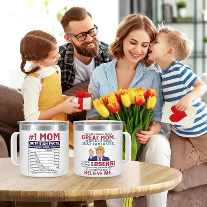 14 Oz Funny Family Mug Tumbler Gift Set – Cup for Mom Dad Sis Brother