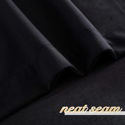 NICETOWN Black Curtains Patio Blackout Velvet Curtain Panels, Media Movie Theater Room Decor, Energy-efficient Velvet Woven Home Theater Eyelet Top Drapes for Living Room (1 Pair, W52xL90 inches)