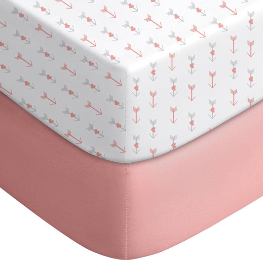 Yoofoss Fitted Baby Crib Sheets - Super Soft Microfiber 2-Pack for Standard Crib & Toddler Mattress | 28x52x8in (Arrow)