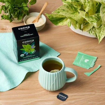 Choice Organics - Organic Peppermint Tea (6 Pack) - Compostable - Caffeine Free - 96 Organic Herbal Tea Bags
