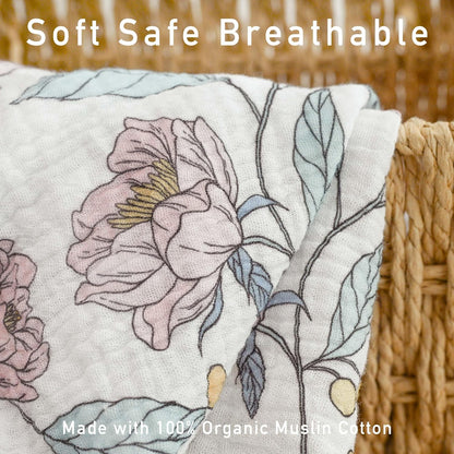 Skiennix Muslin Swaddle Blankets - 3 Pack Soft & Breathable Receiving Blankets | Large 38 x 40 Inches, Cute Flower Design