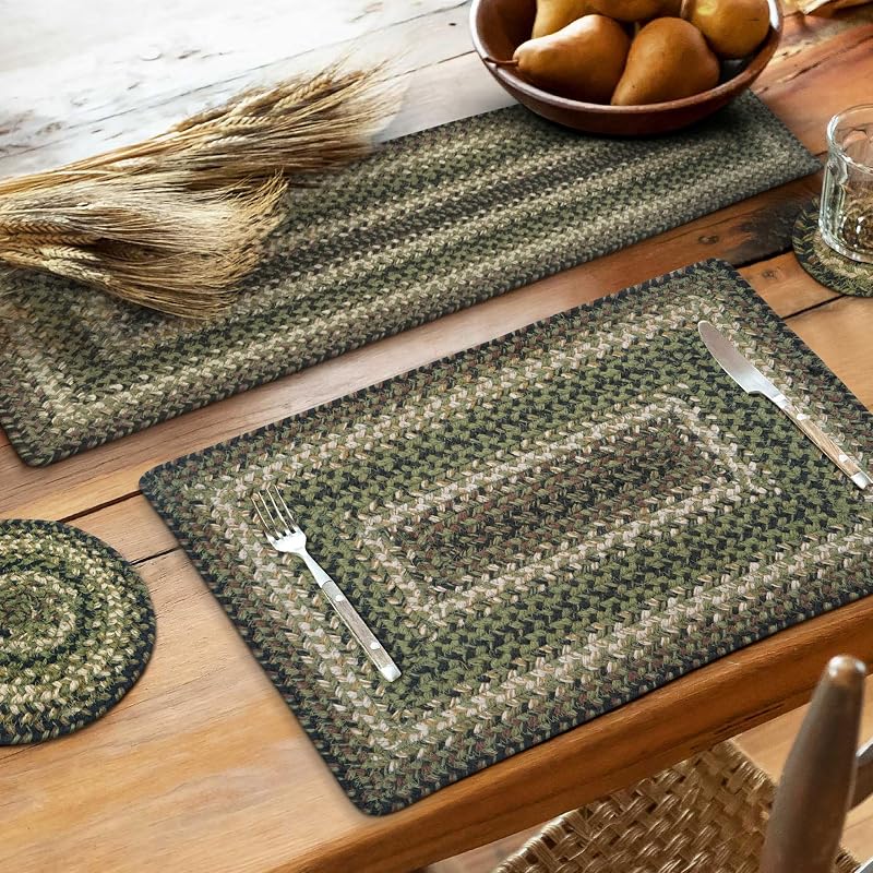 Pinecone Jute Braided Table Runner 11x36 Inches - Rustic Farmhouse Decor