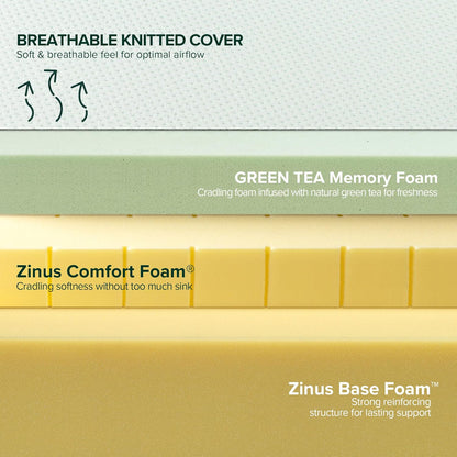 ZINUS Memory Foam Mattress - 12 Inch Green Tea Infused Comfort | California King Size