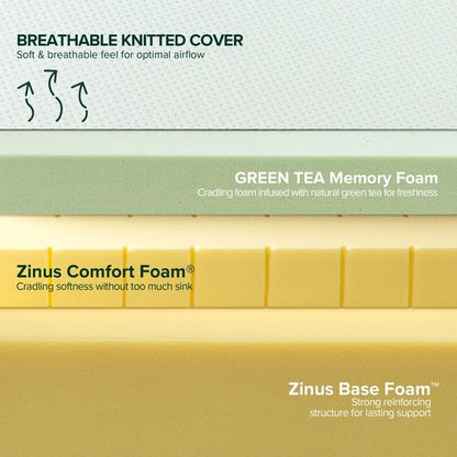 Zinus Memory Foam 10 Inch Green Tea Mattress, Queen