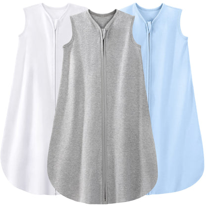 Yoofoss Baby Sleep Sack 0-6 Months 100% Organic Cotton 0.5 TOG Baby Sleeping Bag 2-Way Zipper Toddler Wearable Blankets 3 Pack Breathable Lightweight (Small)