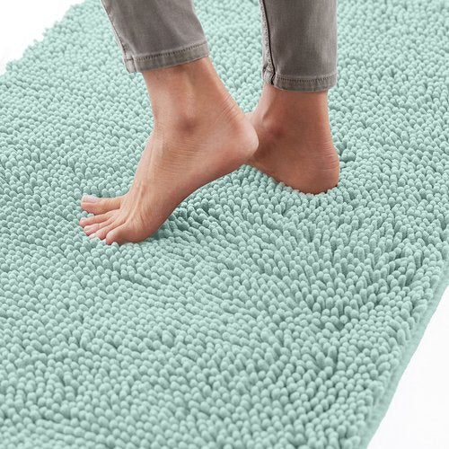 GORILLA GRIP Bath Rug Mat 70x24, Soft Absorbent Chenille, Quick Dry Microfiber Mats, Rubber Backing Washable Shower Floor Rugs, Bathmat Runner, US Designed Bathroom Home Decor Accessories Seablue