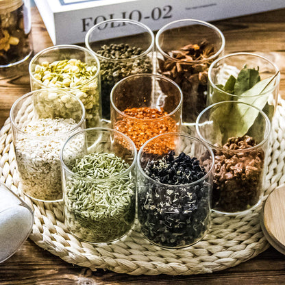 UMI UMIZILI 16 Pack Glass Jars with Lids, Bamboo Lids Spice Jars Set For Spice, Beans, Candy, Nuts, Herbs, Dry Food Canisters for Kitchen Storage (Extra Chalkboard Labels) - 6.5 oz Clear