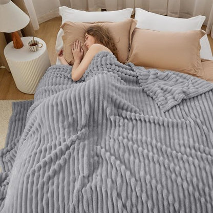 Bedsure GentleSoft Blankets - Cozy Queen Size Fleece Throw in Light Grey, 90x90 Inches for Ultimate Comfort