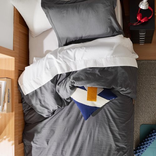 Bedsure Dark Grey Duvet Cover Twin/Twin XL Size - 2 Pieces Prewashed Cotton-Like Extra Soft Bedding Set, Includes 1 Twin Duvet Cover 68x90 Inches with Zipper Closure & 1 Pillow Sham, No Comforter