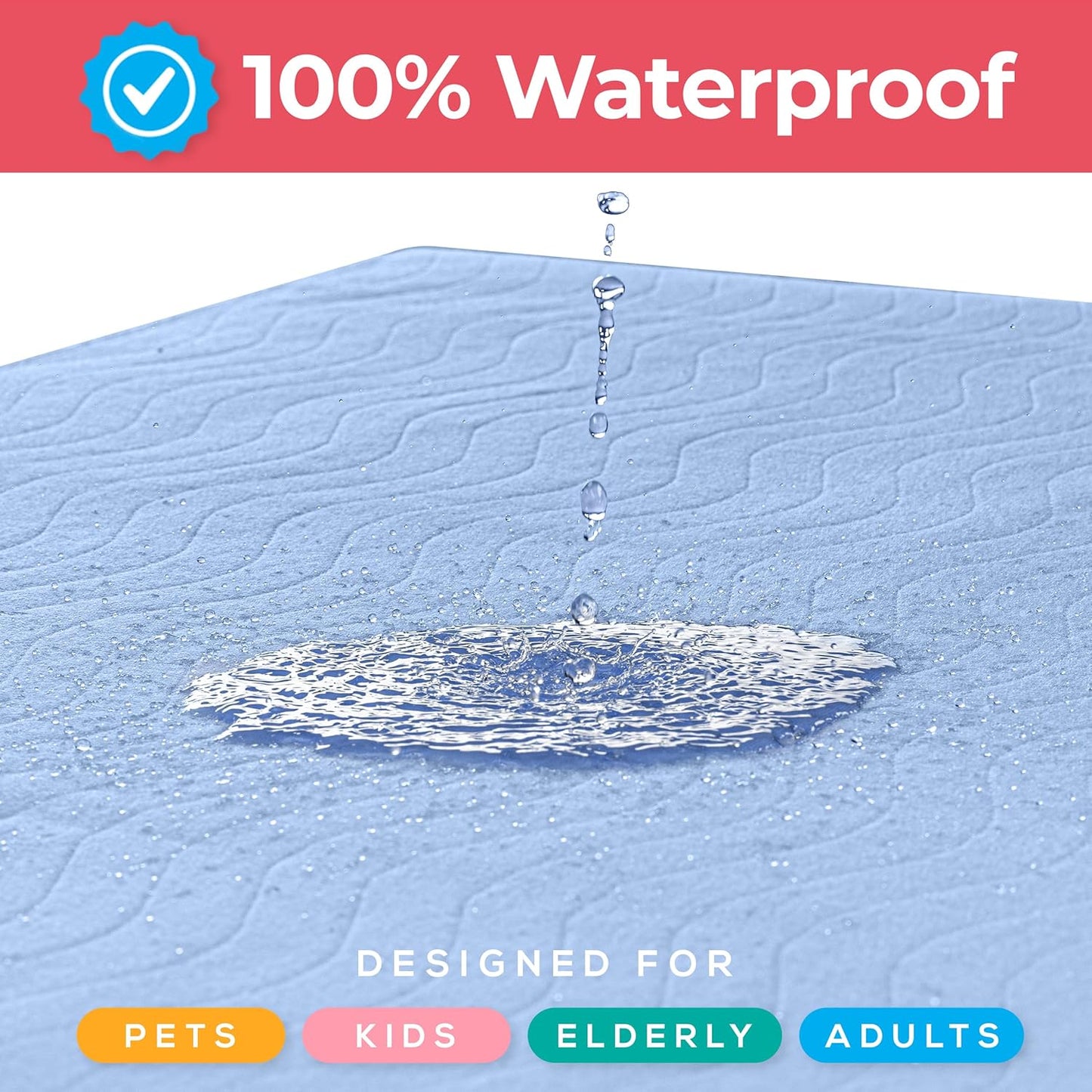 Utopia Bedding Waterproof Washable Underpads - Heavy Absorbency Bed Pads for Adults & Pets | 34" x 52" (Pack of 4) - Blue