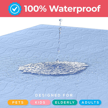 Utopia Bedding Waterproof Washable Underpads - Heavy Absorbency Bed Pads for Adults & Pets | 34" x 52" (Pack of 4) - Blue