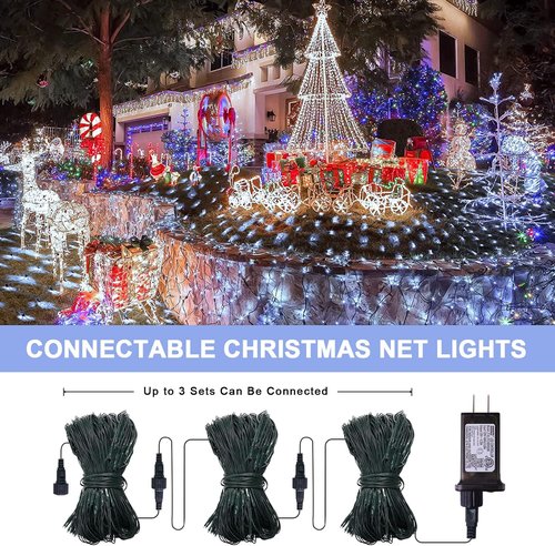 JMEXSUSS 360 LED Net Christmas Lights - Waterproof Connectable 12ft x 5ft with Remote | 8 Modes for Outdoor Decorations