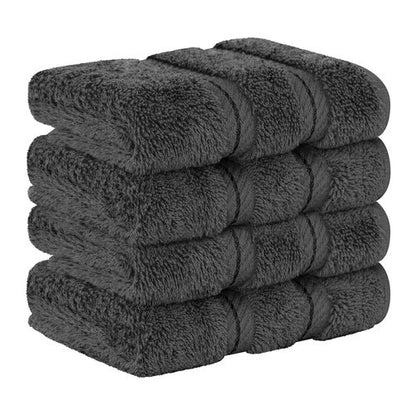 American Soft Linen Luxury Washcloths for Bathroom, 600 GSM 100% Cotton 4 Piece Turkish Wash Cloth Set, 13x13 in Soft Rags for Body and Face, Dark Gray Washcloths