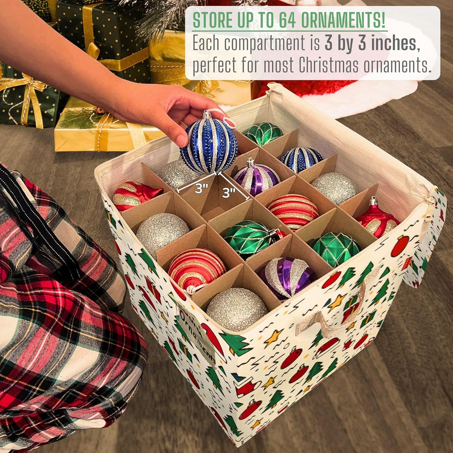 VENO Christmas Decoration Storage Bags - 3 Pack for Wrapping Paper & Ornaments | Durable & Spacious