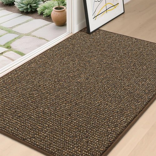 BEQHAUSE Dirt Trapper Door Mat - Non-Slip, Washable, Absorbent 32" x 48" Entrance Mat | Brown