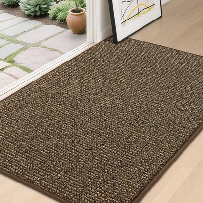 BEQHAUSE Dirt Trapper Door Mat - Non-Slip, Washable, Absorbent 32" x 48" Entrance Mat | Brown