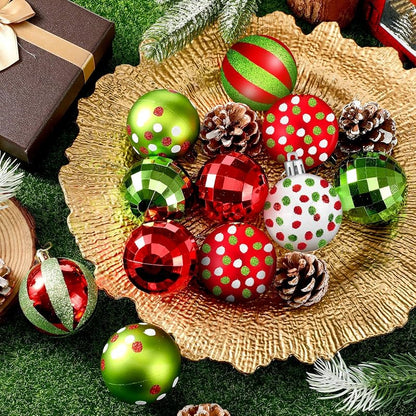 12 Pcs Christmas Ball Ornaments Set 2 Inch Red Green White Glittering - Variation Classic+12+2.36 Inch