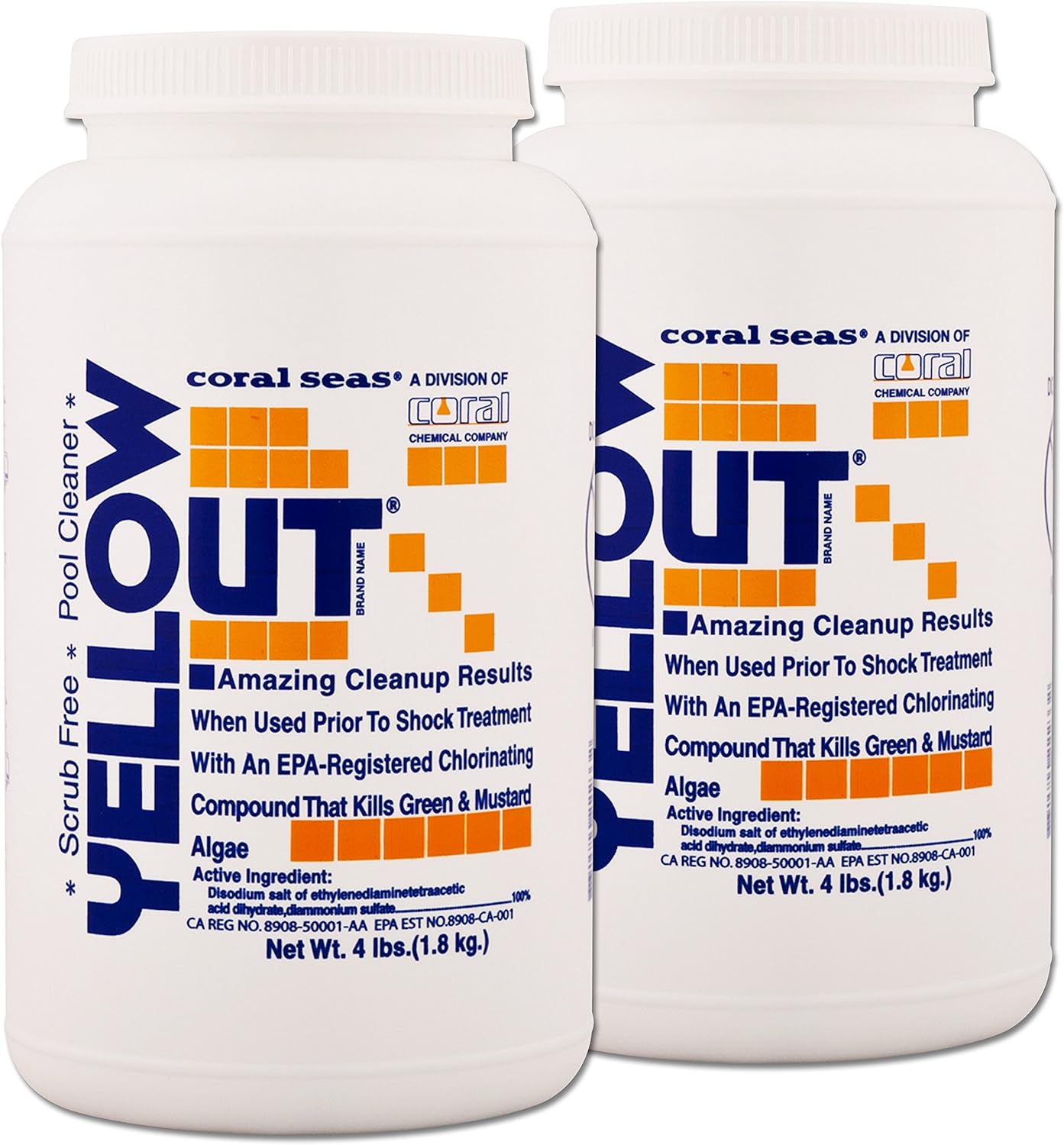 Yellow Out Chlorine Shock Treatment - Enhances Swimming Pool Clarity | 2 x 4 Pounds