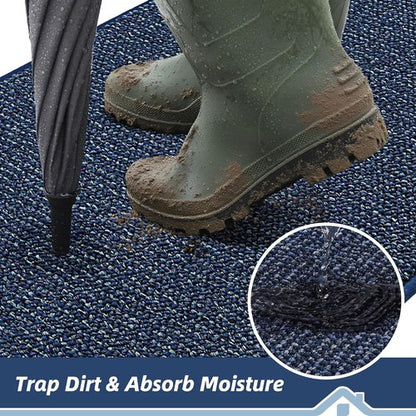 BEQHAUSE Dirt Trapper Door Mat - Non-Slip, Washable, Absorbent | 24" x 36" Blue Entrance Mat