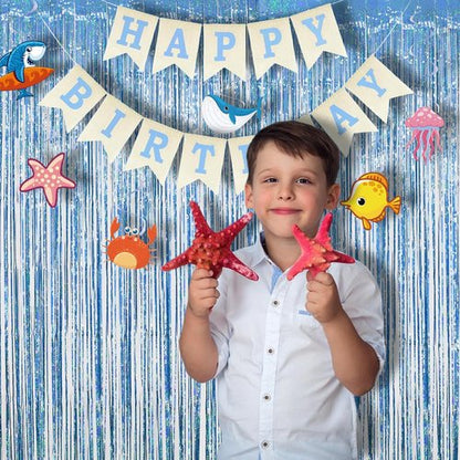 Blue Tinsel Curtain Streamers by [Brand Name] - Foil Fringe Party Backdrop for Engagements | 2 Pack 3.3×8.3ft