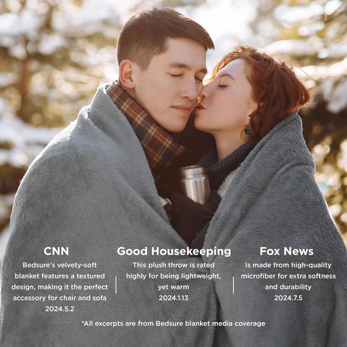 Bedsure GentleSoft Fleece Throw Blanket - XL 300GSM Plush & Cozy for Couch | Grey, 50x70 Inches