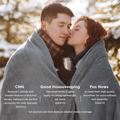Bedsure GentleSoft Fleece Throw Blanket - XL 300GSM Plush & Cozy for Couch | Grey, 50x70 Inches