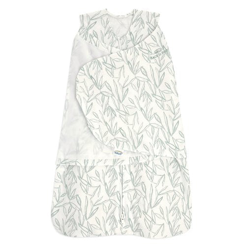 HALO 100% Cotton Sleepsack Swaddle, 3-Way Adjustable Wearable Blanket, TOG 1.5, Leaves, Newborn, 0-3 Months