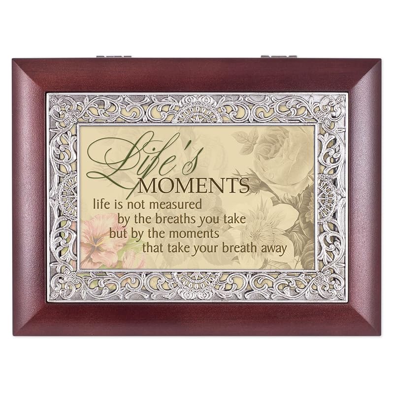Rosewood Jewelry Music Box - Plays Wonderful World with Photo Frame 8x6x2.5 in