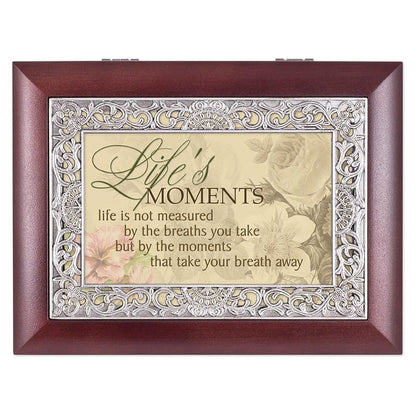 Rosewood Jewelry Music Box - Plays Wonderful World with Photo Frame 8x6x2.5 in