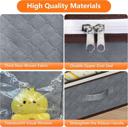 90L Under Bed Storage Containers by [Brand Name] - 4-Pack Closet Organizers with Transparent Lids | Ideal for Clothes, Shoes, Blankets & Pillows - Grey