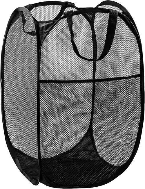 DUCOO Pop Up Laundry Hamper - 70L Collapsible Mesh Basket with Side Pocket | Foldable Black Storage Solution for Home & Travel