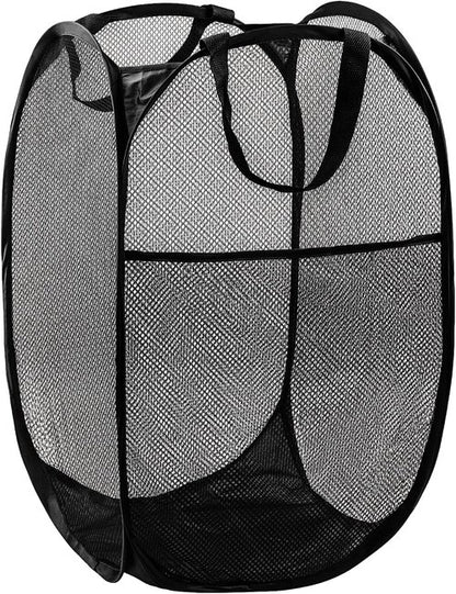 DUCOO Pop Up Laundry Hamper - 70L Collapsible Mesh Basket with Side Pocket | Foldable Black Storage Solution for Home & Travel