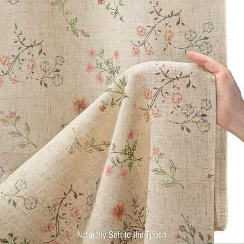 XOGUIBO Floral Farmhouse Vintage Linen Shower Curtain, French Country Spring Shower Curtains for Bathroom, 72Wx72H