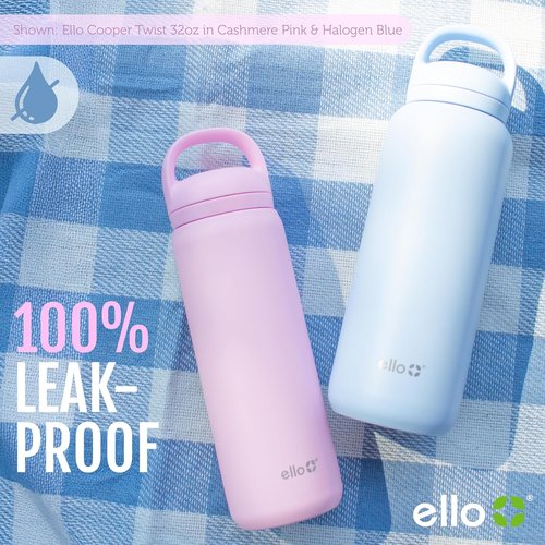 Ello Cooper Twist 32oz Stainless Steel Water Bottle - Leak Proof, Double Walled, Vacuum Insulated | Bubblegum Pink