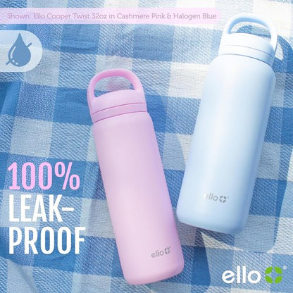Ello Cooper Twist 22oz Stainless Steel Water Bottle - Leak Proof, Double Walled, Vacuum Insulated | Fits Car Cupholder, Dishwasher Safe | Lilac