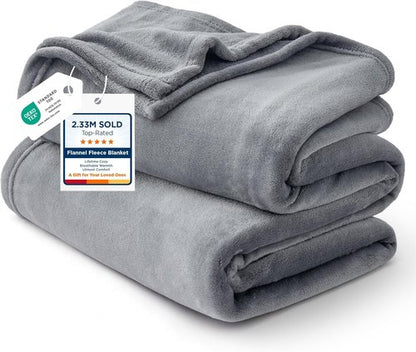 Bedsure GentleSoft Fleece Blanket - Plush, Cozy California King Size in Grey | 102x96 Inches