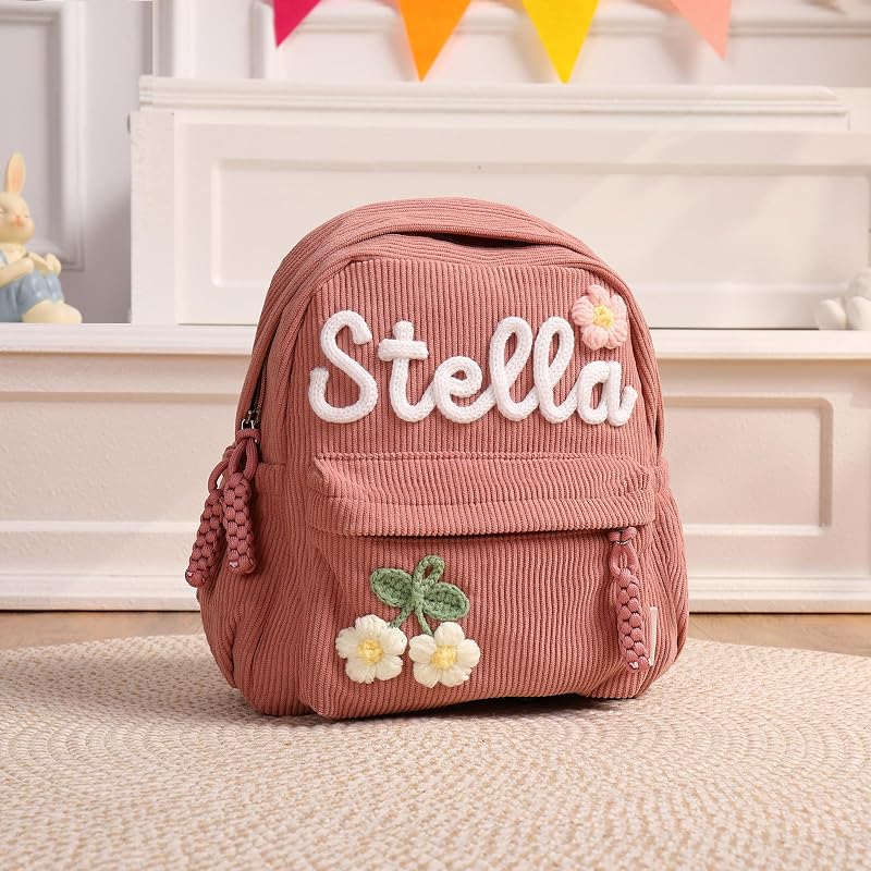 Personalized Toddler Backpack for Girls - Small Corduroy School Bag