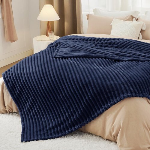 Bedsure GentleSoft Navy Fleece Blanket - Cozy Soft Throw for Couch, Perfect for Women, 108x90 Inches