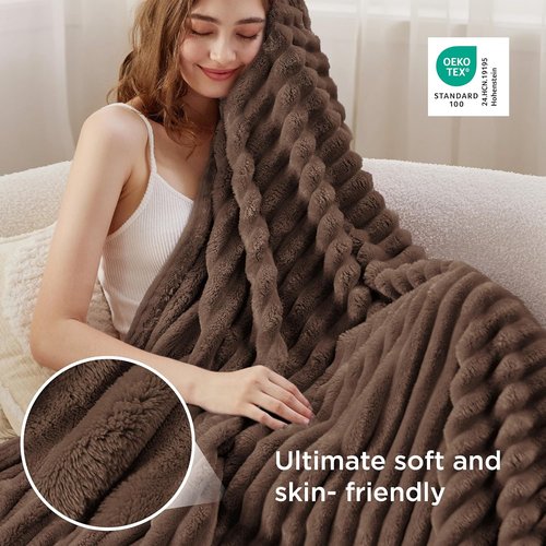 Bedsure GentleSoft Fleece Blanket - Cozy Brown Throw for Couch, Perfect for Women | 60x80 Inches