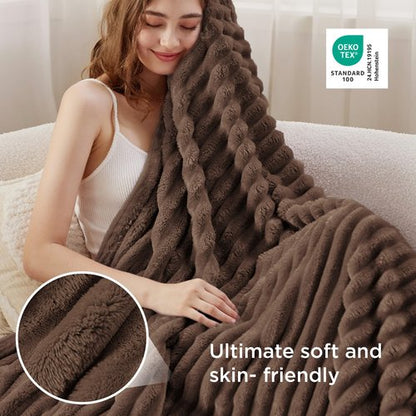 Bedsure GentleSoft Brown Fleece Blanket for Couch - Cozy Soft Blankets for Women, Cute Small Throws for Girls, 50x60 Inches
