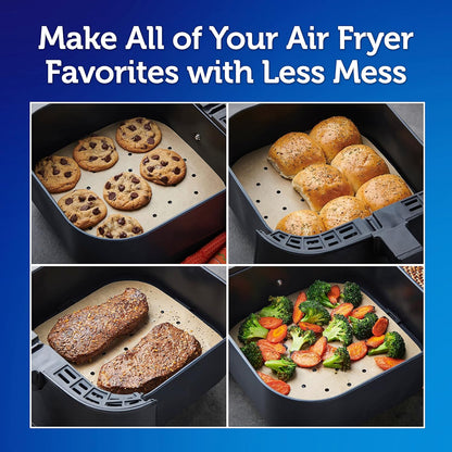 Reynolds Kitchens Air Fryer Liners - Disposable Unbleached Parchment Paper Sheets | 50 Count