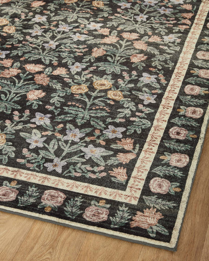 Loloi Rifle Paper Co. x Eden Collection EDE-02 Mughal Garden Black 2'-6" x 11'-6" Runner Rug