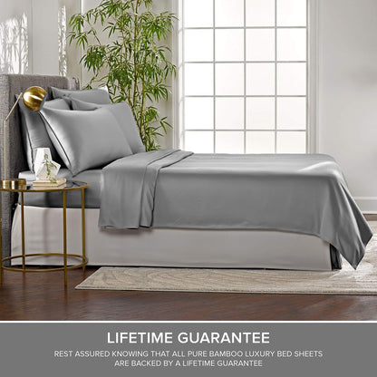 Pure Bamboo Twin XL Sheets - Luxuriously Soft & Cooling 100% Organic Viscose Bed Set | Stone Grey