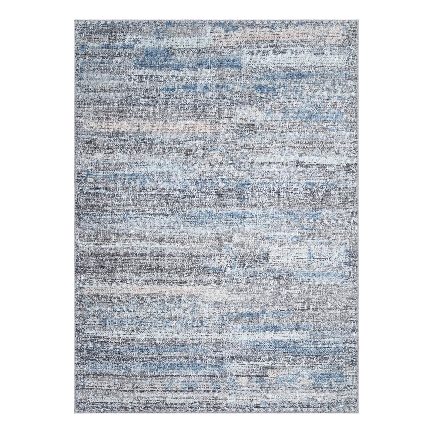 Bloom Rugs Washable Non-Slip 5' x 7' Rug - Gray/Blue/Blush Modern Abstract Area Rug for Living Room, Bedroom, Dining Room, and Kitchen - Exact Size: 5' x 7'